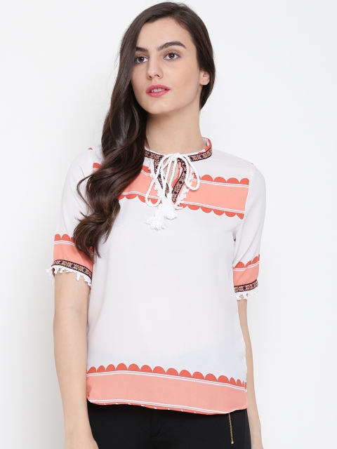 

OPt Women Off-White Printed Top