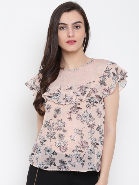 

OPt Women Peach-Coloured Printed Top