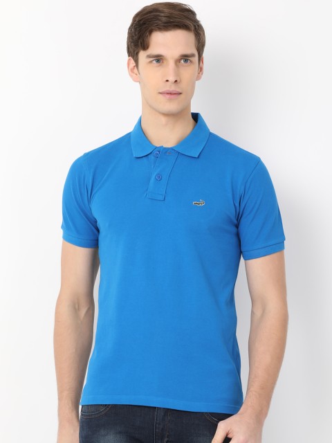 

Crocodile Men Blue Solid Polo Collar T-shirt