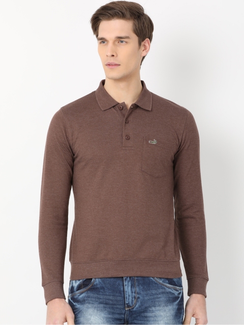 

Crocodile Men Brown Solid Polo Collar T-shirt