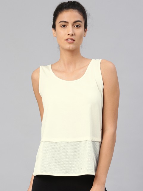 

HRX by Hrithik Roshan Women Cream-Coloured Solid Top