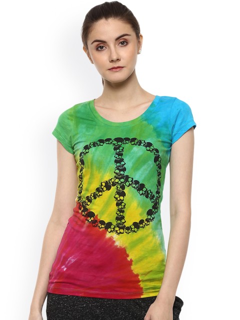 

PUNK Women Multicoloured Dyed Round Neck T-shirt, Multi