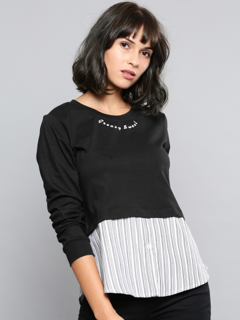 

NUSH Women Black Printed Top