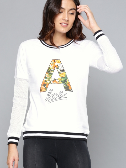 

NUSH Women White Printed Sweatshirt