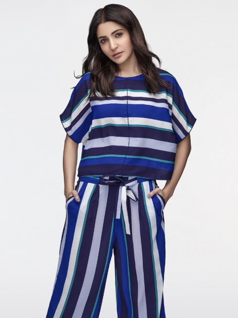

NUSH Women Blue Striped Top