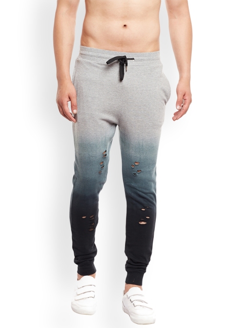 

FUGAZEE Grey Ombre-Dyed Distressed Slim Fit Joggers