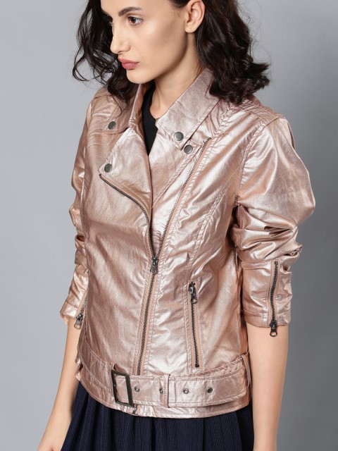 

NUSH Women Gunmetal-Toned Solid Tailored Jacket, Metallic