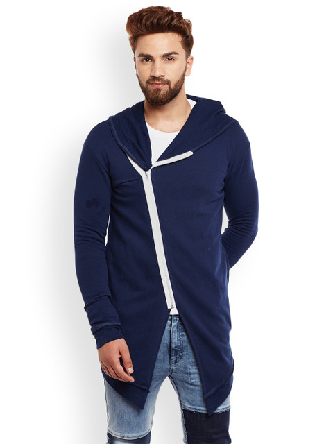 

FUGAZEE Men Navy Blue Solid Hooded Sweatshirt