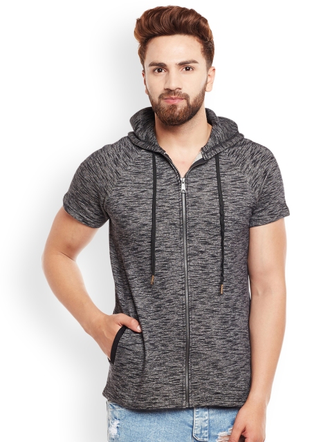 

FUGAZEE Men Grey Self Design Hooded Sweatshirt