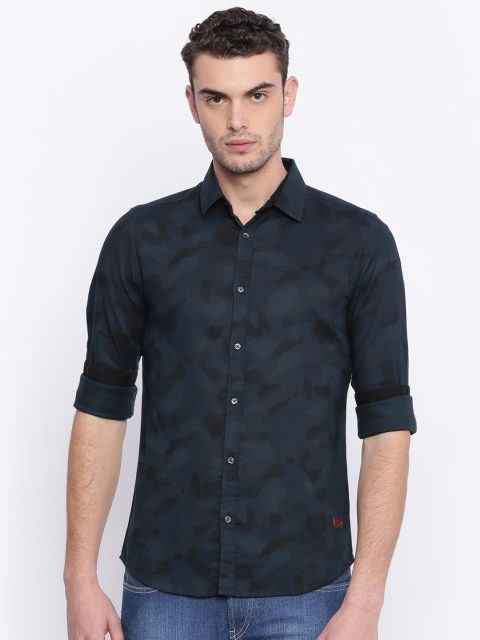

Being Human Clothing Men Navy Blue Slim Fit Printed Casual Shirt