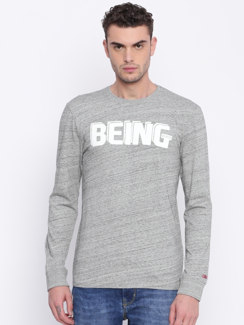 

Being Human Clothing Men Grey Printed Round Neck T-shirt