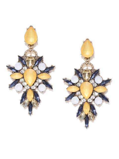 

Blueberry Mustard Yellow & Navy Contemporary Drop Earrings