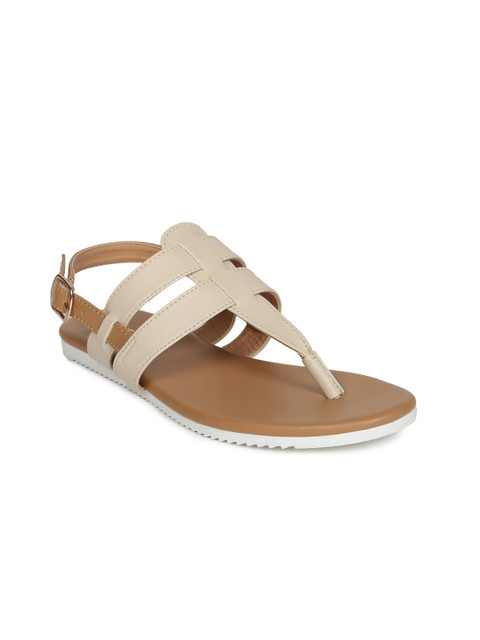 

Lavie Women Beige Solid Synthetic T-Strap Flats