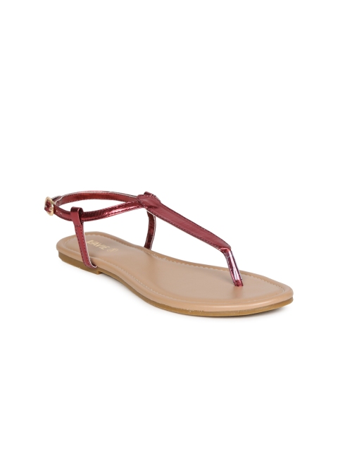 

Lavie Women Maroon Solid T-Strap Flats