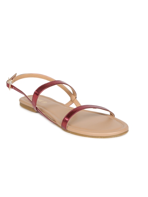 

Lavie Women Maroon Solid Synthetic Open Toe Flats