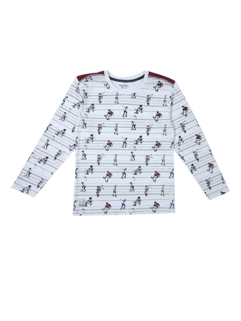 

Palm Tree Boys White Printed Round Neck T-shirt