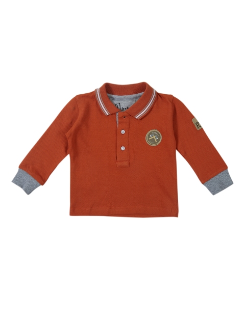 

Gini and Jony Boys Orange Solid Polo Collar T-shirt