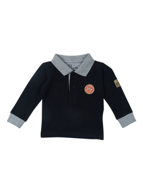 

Gini and Jony Infant Boys Blue Solid Polo Collar T-shirt