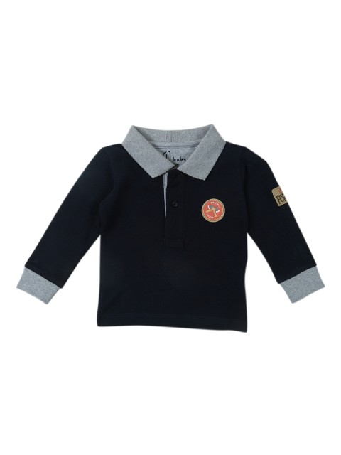

Gini and Jony Boys Blue Solid Polo Collar T-shirt