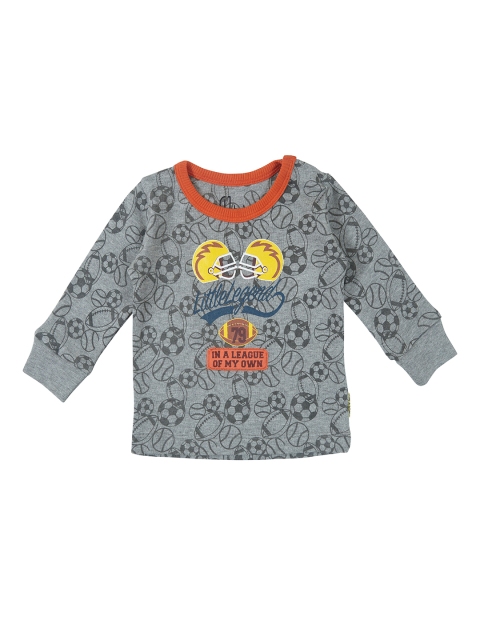 

Gini and Jony Infant Boys Grey Printed Round Neck T-shirt