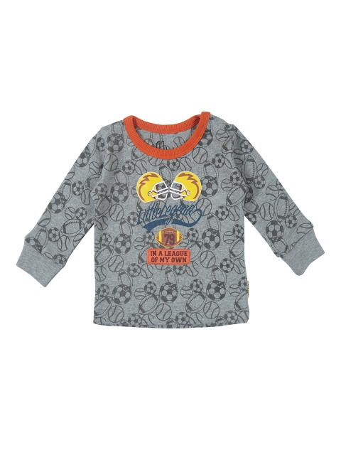 

Gini and Jony Boys Grey Printed Round Neck T-shirt