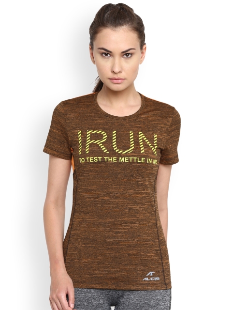

Alcis Women Brown Self-Design Round Neck T-shirt
