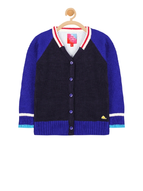 

Cherry Crumble Unisex Navy Blue & Navy Blue Colourblocked Front-Open