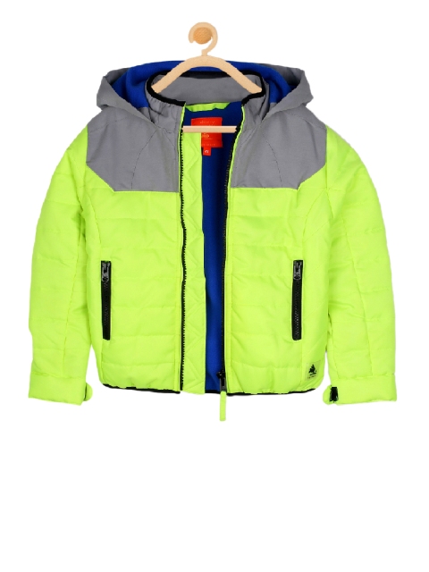 

Cherry Crumble Unisex Green Colourblocked Windcheater Puffer Jacket