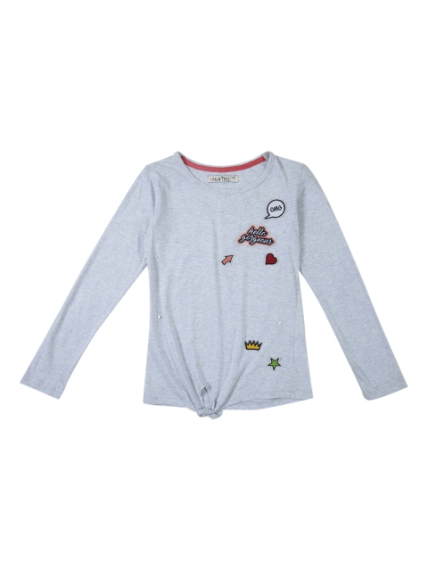

Palm Tree Girls Grey Solid Top with Appliques