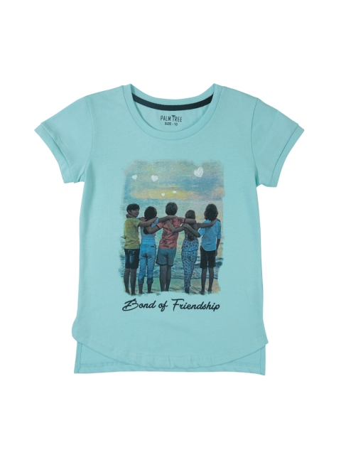 

Palm Tree Girls Blue Printed Round Neck T-shirt