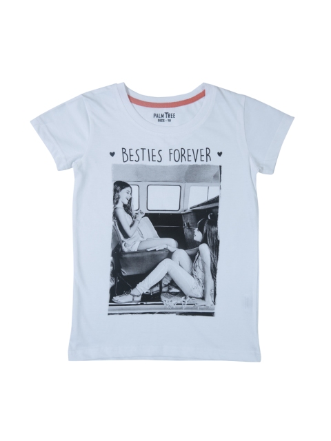 

Palm Tree Girls White Printed Round Neck T-shirt