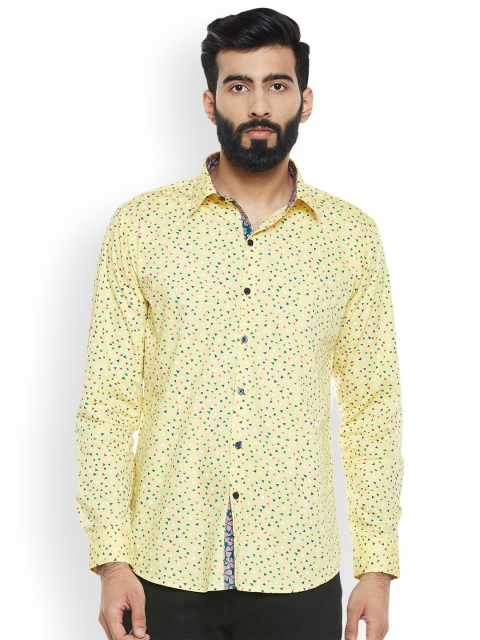 

Hancock Men Yellow Slim Fit Printed Casual Shirt