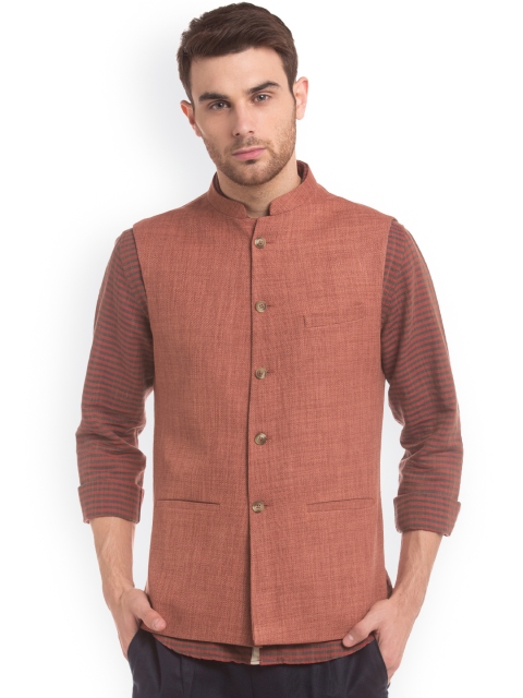 

True Blue Rust Red Regular Fit Nehru Jacket