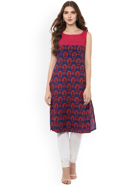 

rangeelo rajasthan Women Blue Printed Straight Kurta