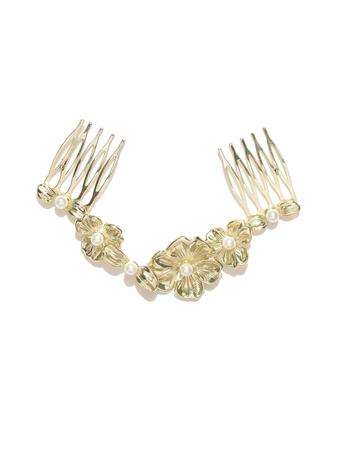 

Pipa Bella Gold-Toned & Off-White Beaded Floral Hair Comb