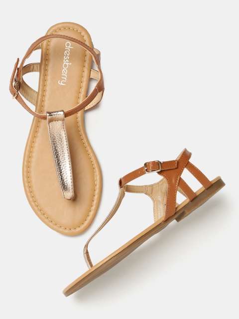 

DressBerry Women Rose Gold-Toned & Brown Colourblocked Flats