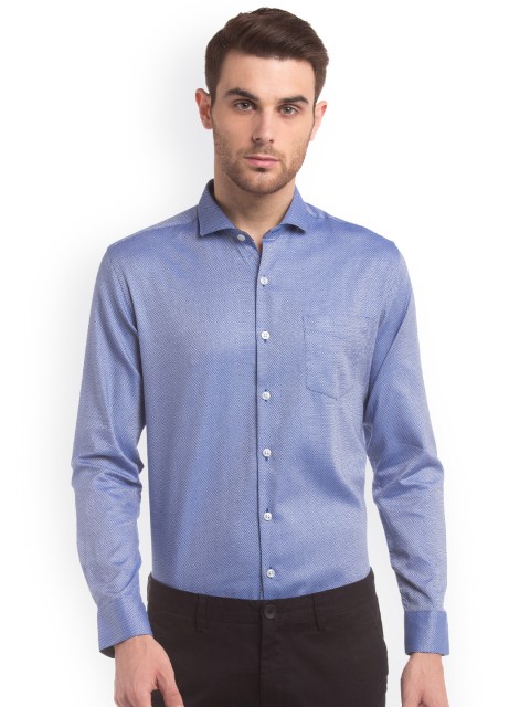 

True Blue Men Blue Slim Fit Self Design Casual Shirt