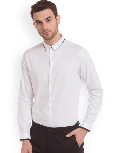 

True Blue Men White Slim Fit Solid Formal Shirt
