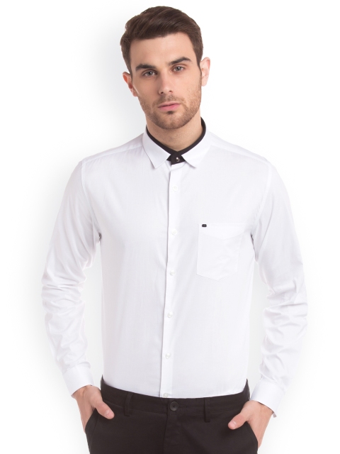 

True Blue Men White Slim Fit Solid Formal Shirt