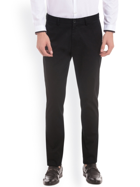 

True Blue Men Black Slim Fit Solid Regular Trousers