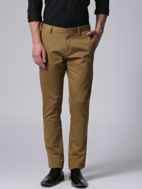 

True Blue Men Khaki Slim Fit Solid Trousers