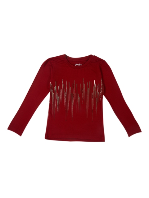 

Gini and Jony Girls Maroon Printed Top
