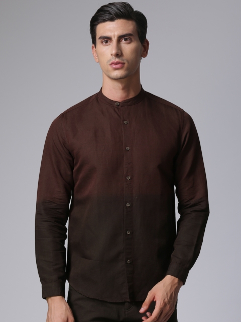 

True Blue Men Maroon & Brown Regular Fit Dyed Casual Shirt