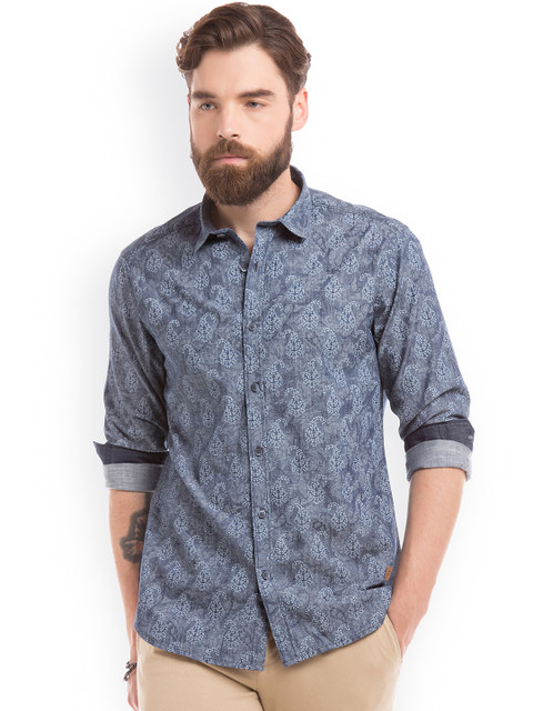 

True Blue Men Blue Slim Fit Printed Casual Shirt