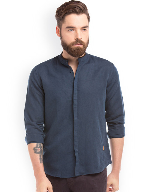 

True Blue Men Navy Blue Slim Fit Solid Casual Shirt