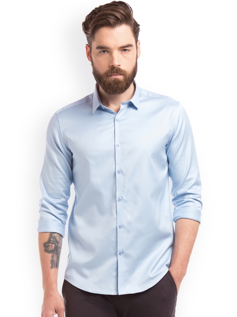 

True Blue Men Blue Slim Fit Self Design Casual Shirt