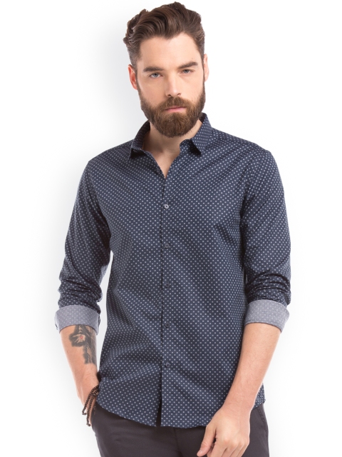 

True Blue Men Blue Slim Fit Printed Casual Shirt