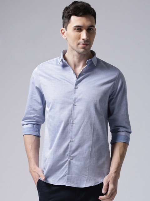 

True Blue Men Blue Slim Fit Self Design Casual Shirt