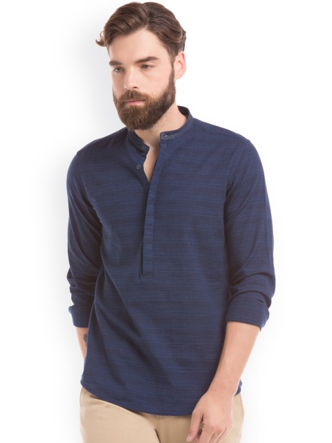 

True Blue Men Navy Slim Fit Self Design Casual Shirt, Navy blue