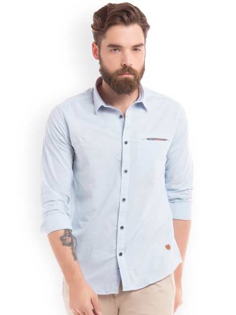 

True Blue Men Blue Slim Fit Striped Casual Shirt